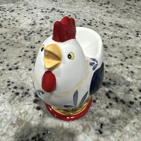 CHICKEN EGG / Sponge Ceramic Hen Holder Farm House Decor Kitchen Rooster - Picture 2 of 4